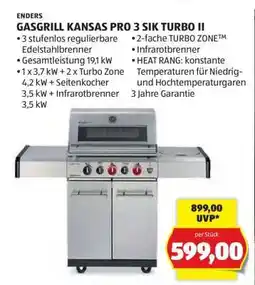 Hofer GASGRILL KANSAS PRO 3 SIK TURBO II Angebot