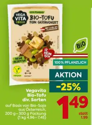 Billa Vegavita Bio-Tofu div. Sorten Angebot