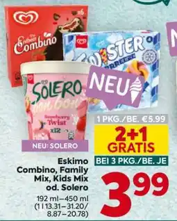 Billa Eskimo Combino, Family Mix, Kids Mix od. Solero Angebot