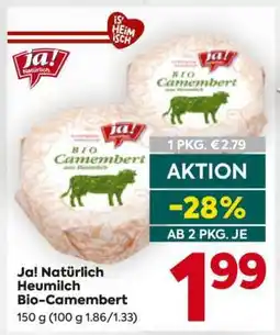 Billa Ja! Natürlich Heumilch Bio-Camembert Angebot