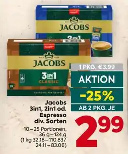 Billa Jacobs 3in1, 2in1 od. Espresso div. Sorten Angebot