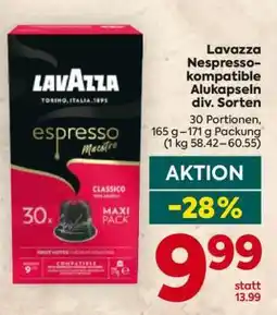 Billa Lavazza Nespresso- kompatible Alukapseln div. Sorten Angebot