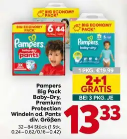 Billa Pampers Big Pack Baby-Dry, Premium Protection Windeln od. Pants div. Größen Angebot
