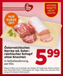 Billa Österreichisches Karree od. österreichischer Schopf ohne Knochen Angebot