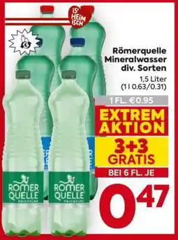 Billa Römerquelle Mineralwasser div. Sorten Angebot