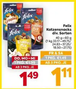 Billa Felix Katzensnacks div. Sorten Angebot