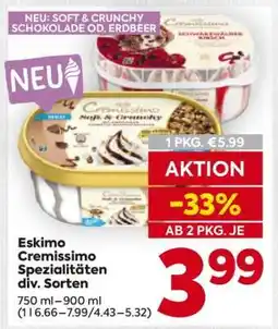 Billa Eskimo Cremissimo Spezialitäten div. Sorten Angebot