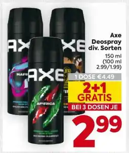 Billa Axe Deospray div. Sorten Angebot