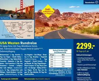 Lidl Reisen USA Westen Rundreise Angebot