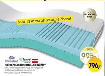 Kaltschaummatratze die Kühle