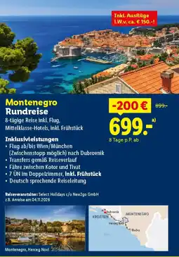 Lidl Montenegro Rundreise Angebot