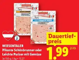 Lidl Wiesentaler Pikante Schönbrunner oder Leichte Pariser mit Gemüse Angebot