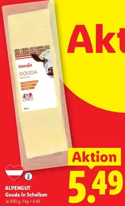 Lidl Alpengut Gouda in Scheiben Angebot