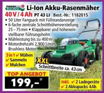 PowerTec Garden Li-Ion Akku-Rasenmäher