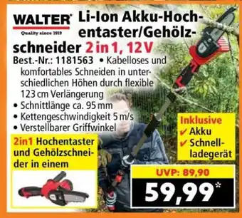 WALTER Li-Ion Akku-Hochentaster/Gehölzschneider 2 in 1, 12V