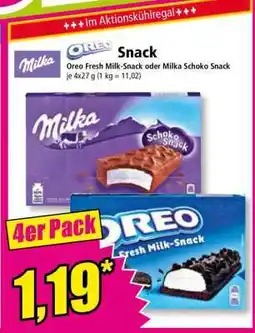 Norma Oreo Fresh Milk-Snack oder Milka Schoko Snack Angebot