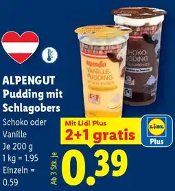 Lidl Alpengut pudding mit schlagobers Angebot