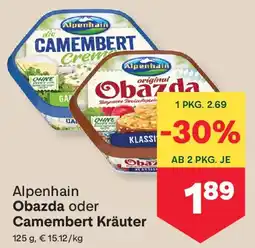 MPreis Alpenhain Obazda oder Camembert Kräuter Angebot