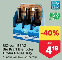 MPreis BIO vom BERG Bio Kraft Bier oder Tiroler Helles Tray Angebot