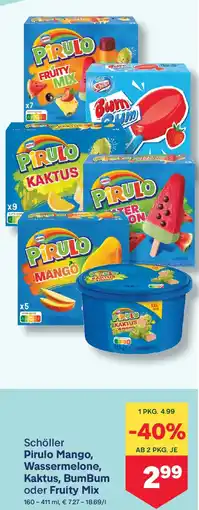 MPreis Schöller Pirulo Mango, Wassermelone, Kaktus, BumBum oder Fruity Mix Angebot