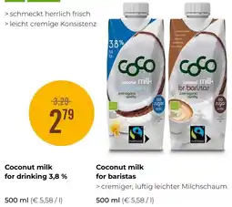 Martin Reformstark Coconut milk for drinking 3,8 %, Coconut milk for baristas Angebot
