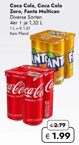 Travel FREE Coca Cola, Coca Cola Zero, Fanta Multican Angebot