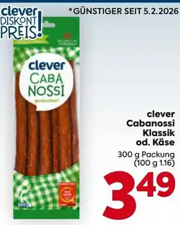 Billa Clever cabanossi Klassik od. Käse Angebot