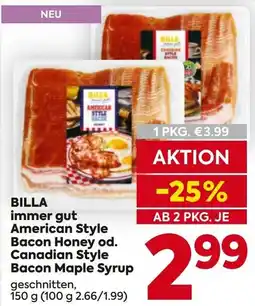 Billa BILLA immer gut American Style Bacon Honey od. Canadian Style Bacon Maple Syrup Angebot