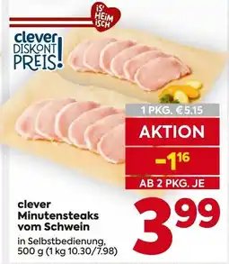 Billa Clever Minutensteaks vom Schwein Angebot