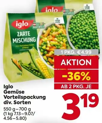 Billa Iglo Gemüse Vorteilspackung Angebot