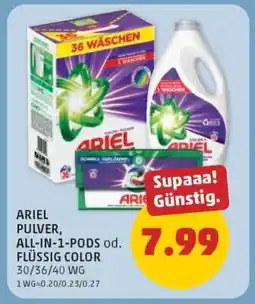 PENNY ARIEL PULVER, ALL-IN-1-PODS od. FLÜSSIG COLOR Angebot