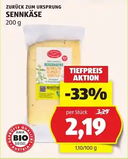 Hofer Zurück zum ursprung sennkäse Angebot
