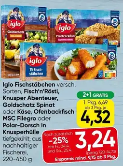 Spar Iglo fischstäbchen versch. sorten, fisch'n'rösti Angebot