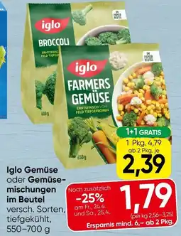 Spar Iglo Gemüse oder Gemüse- mischungen im Beutel Angebot