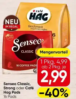 Spar Senseo classic, strong oder café hag pads Angebot