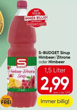 Spar S budget sirup himbeer zitrone oder himbeer Angebot