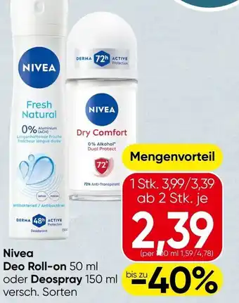 Spar NIVEA Deo Roll-on oder Deospray Angebot