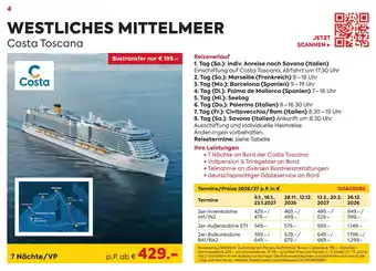 Westliches mittelmeer costa toscana