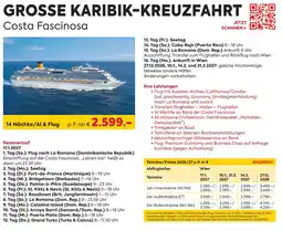 Billa Reisen Grosse karibik-kreuzfahrt Costa Fascinosa Angebot