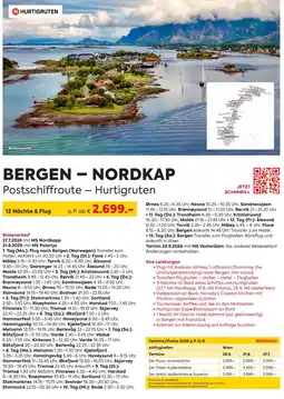 Billa Reisen Bergen - nordkap postschiffroute - hurtigruten Angebot