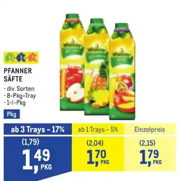 Metro Pfanner säfte Angebot