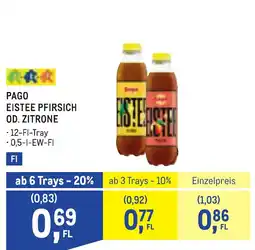 Metro Pago eistee pfirsich od. zitrone Angebot