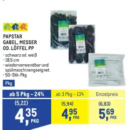 Metro Papstar gabel, messer od. löffel pp Angebot