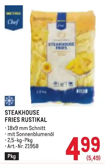 Metro Steakhouse fries rustikal Angebot