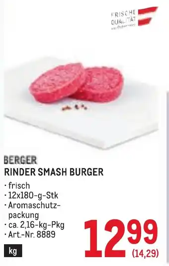 Metro Berger rinder smash burger Angebot