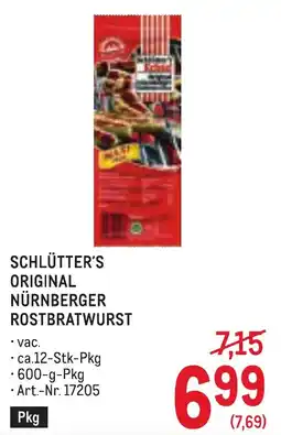 Metro Schlütter's original nürnberger rostbratwurst Angebot