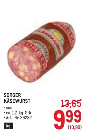 Metro Sorger käsewurst Angebot
