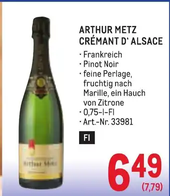 Metro Arthur metz crémant d'alsace Angebot
