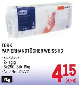 Metro TORK PAPIERHANDTÜCHER WEISS H3 Angebot
