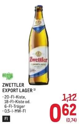 Metro Zwettler export lager Angebot